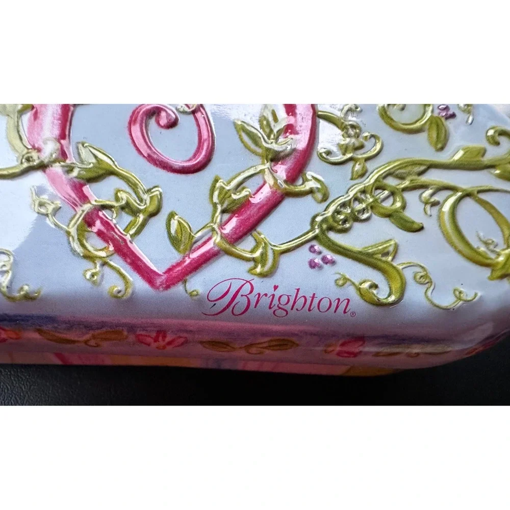 Brighton Heart Jewelry Tin and Sunglass Case Set Pink Blue Floral Vine